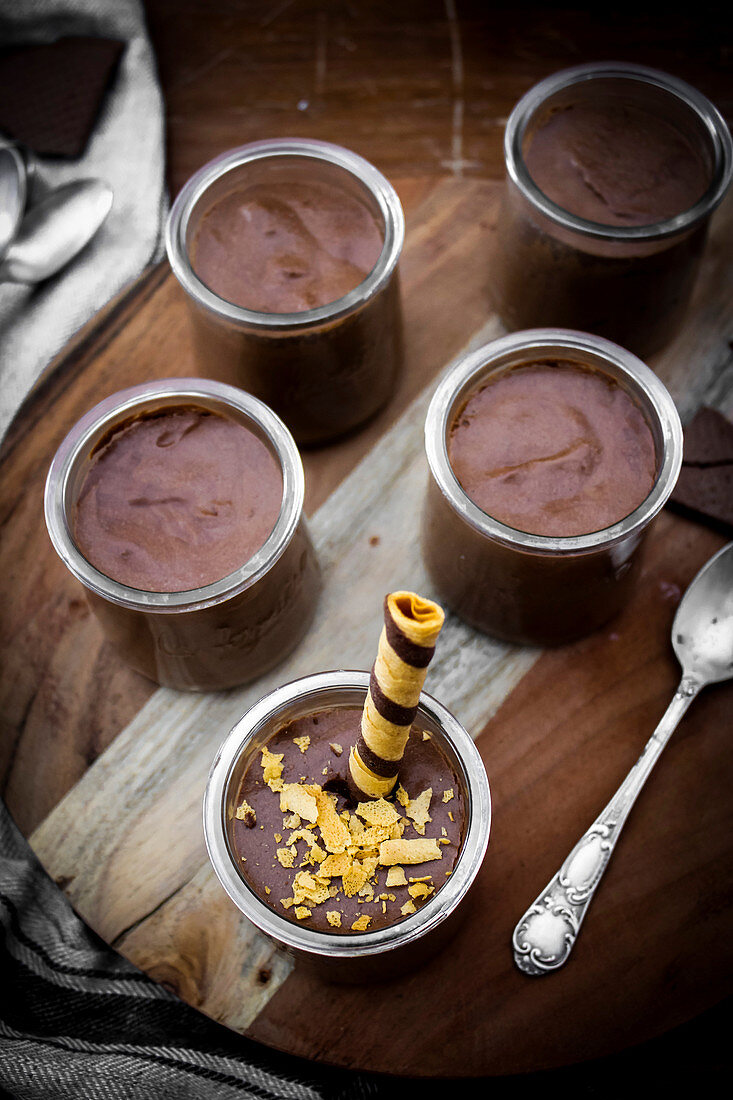 Chocolate mousse in glasses