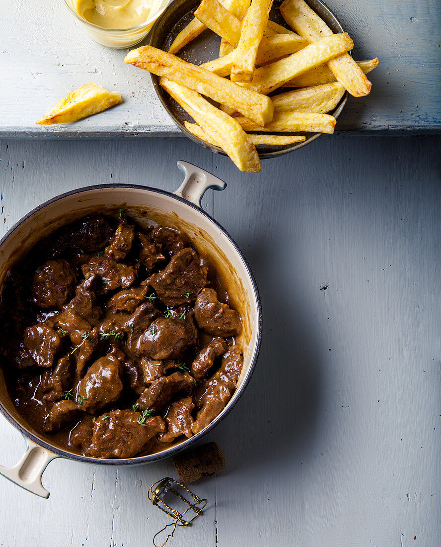 Beef stew and homemade chips