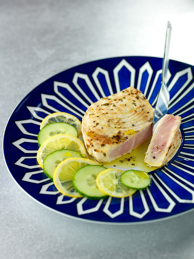 Marinated and grilled swordfish