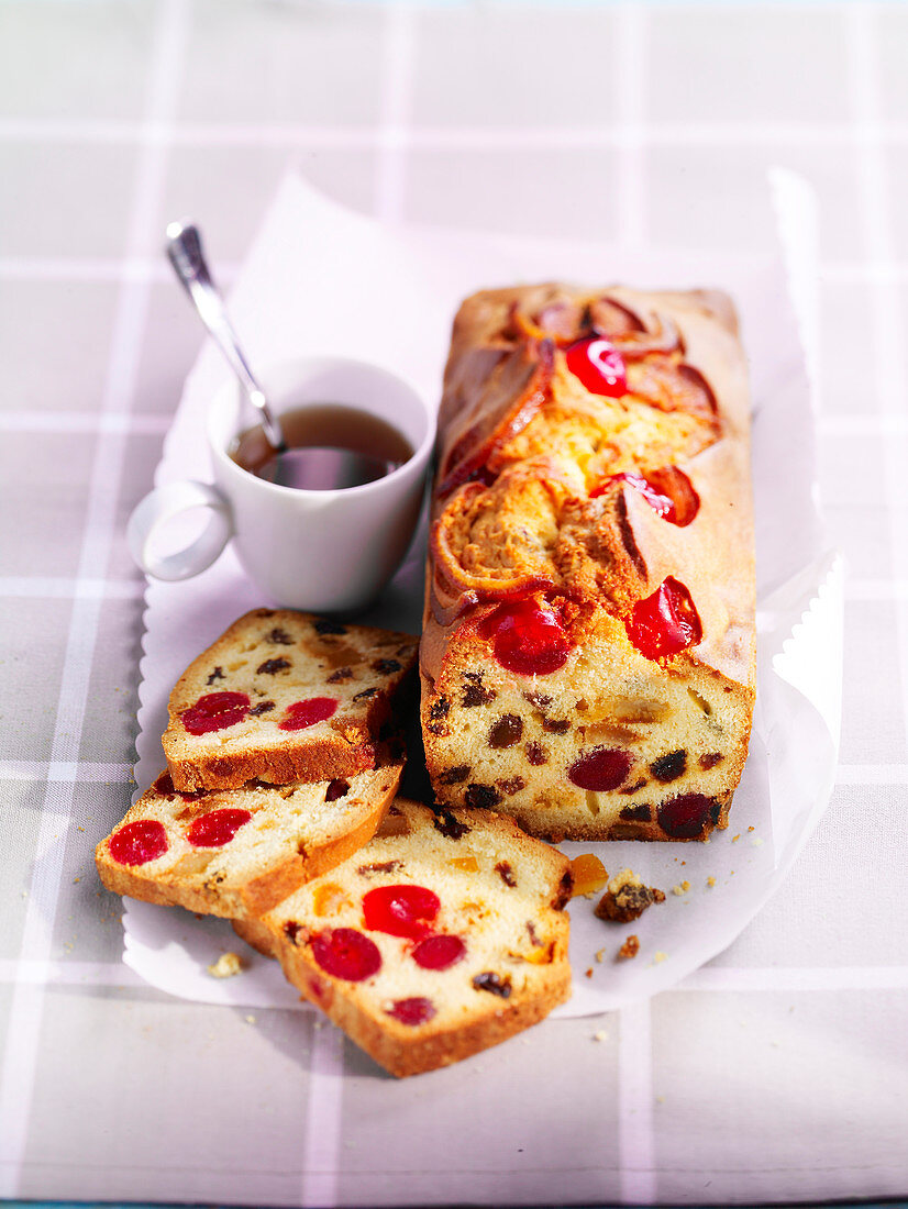 Box cake with candied cherries