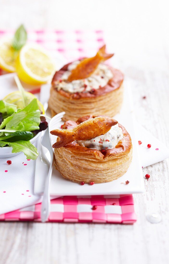 Bouchées à la Reine mit Fischfüllung