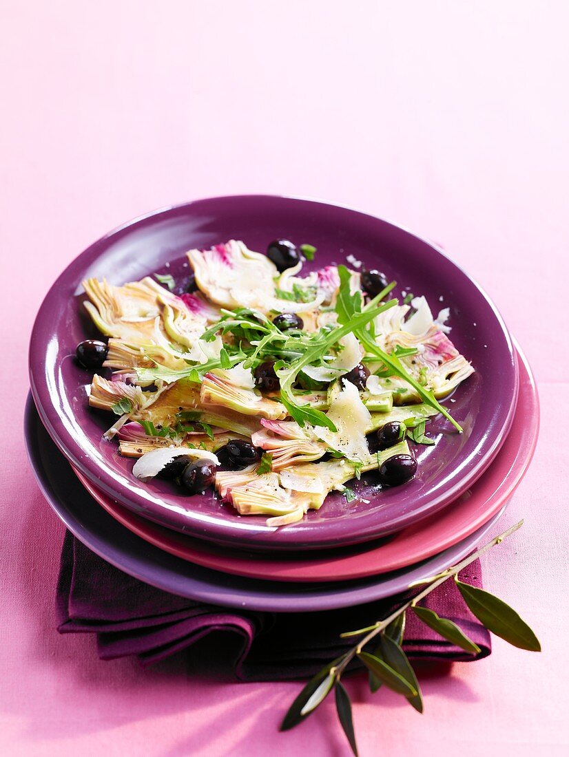 Poivrades artichoke carpaccio with black olives