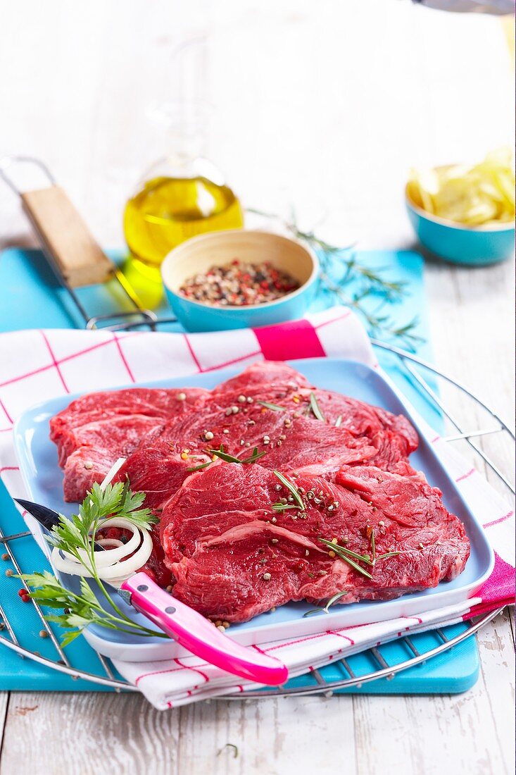 Raw beef fillets for the grill