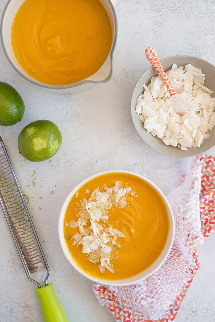 Butternut squash soup with sweet potato and coconut