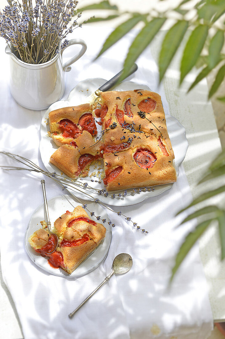 Apricot cake with lavender