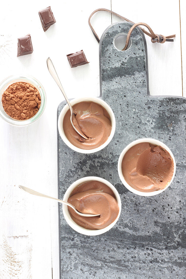 Chocolate cream in dessert bowls