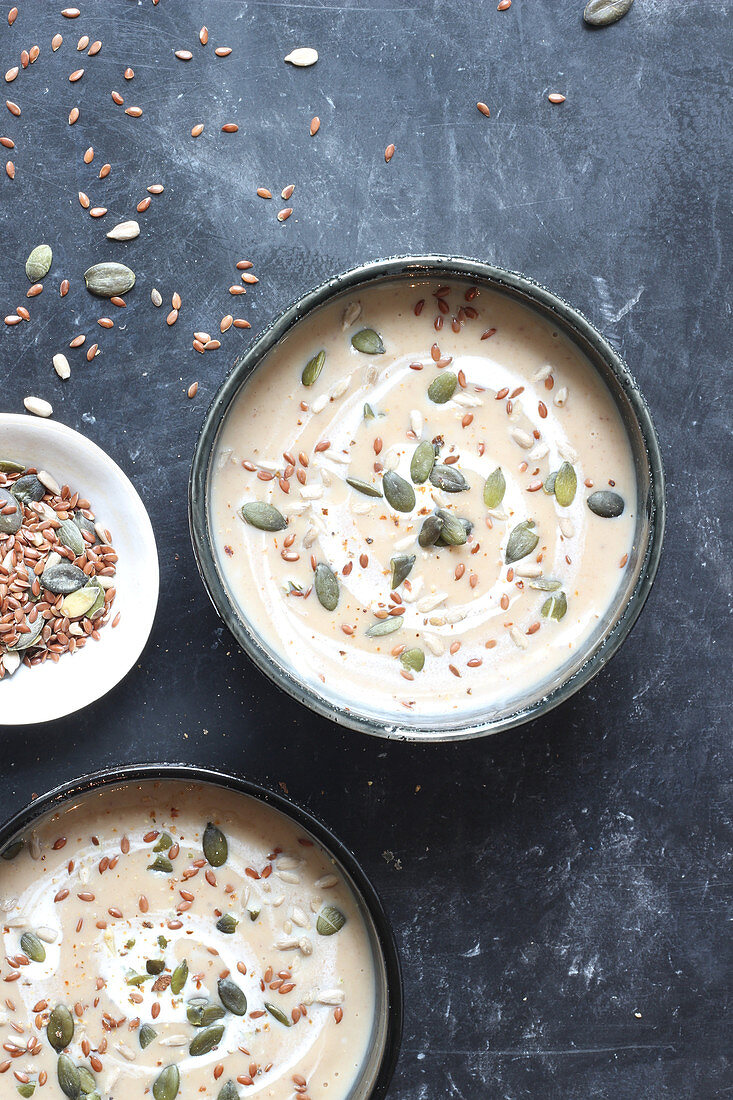 Chestnut soup with mixed seeds