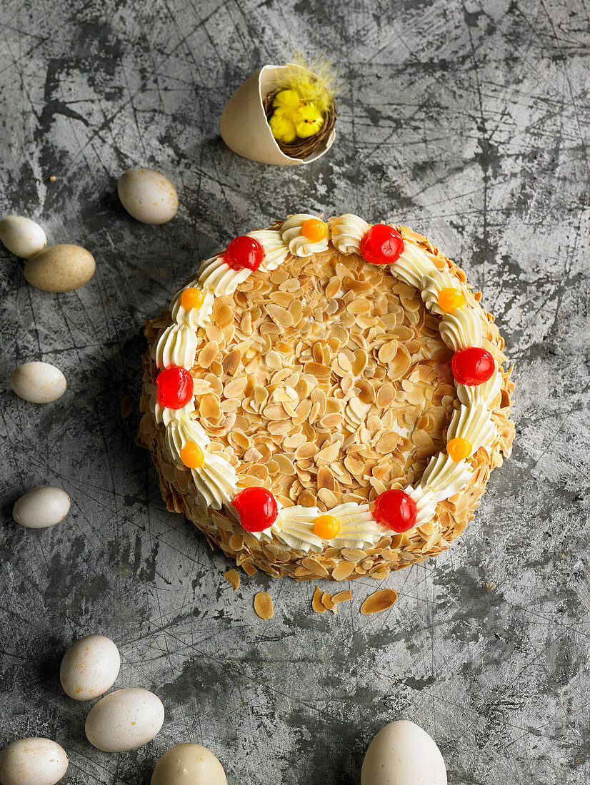 Easter buttercream cake with almonds