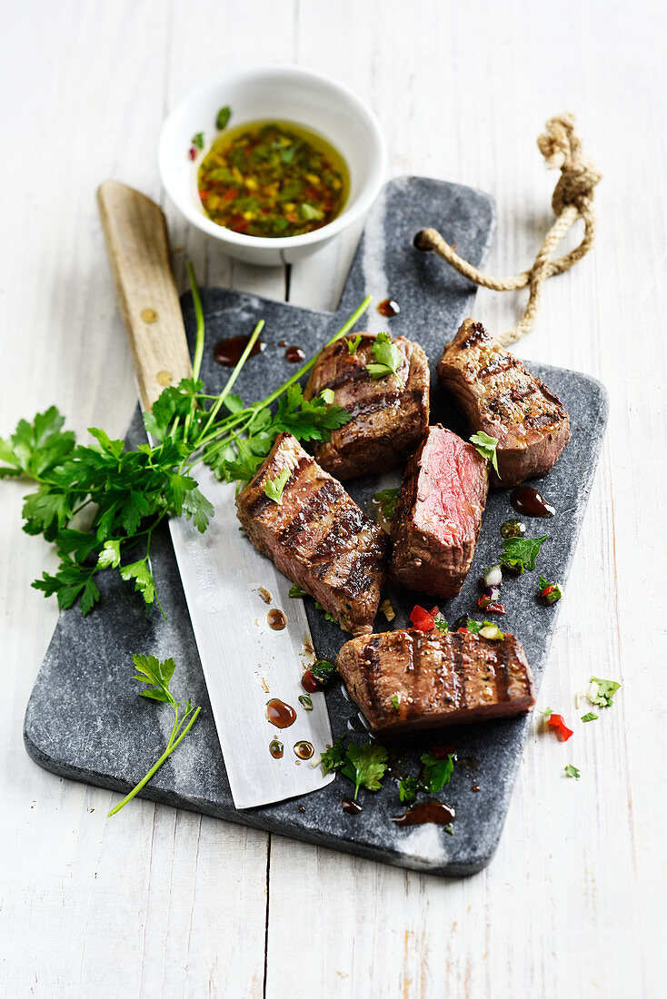 Marinated and grilled fillet of beef