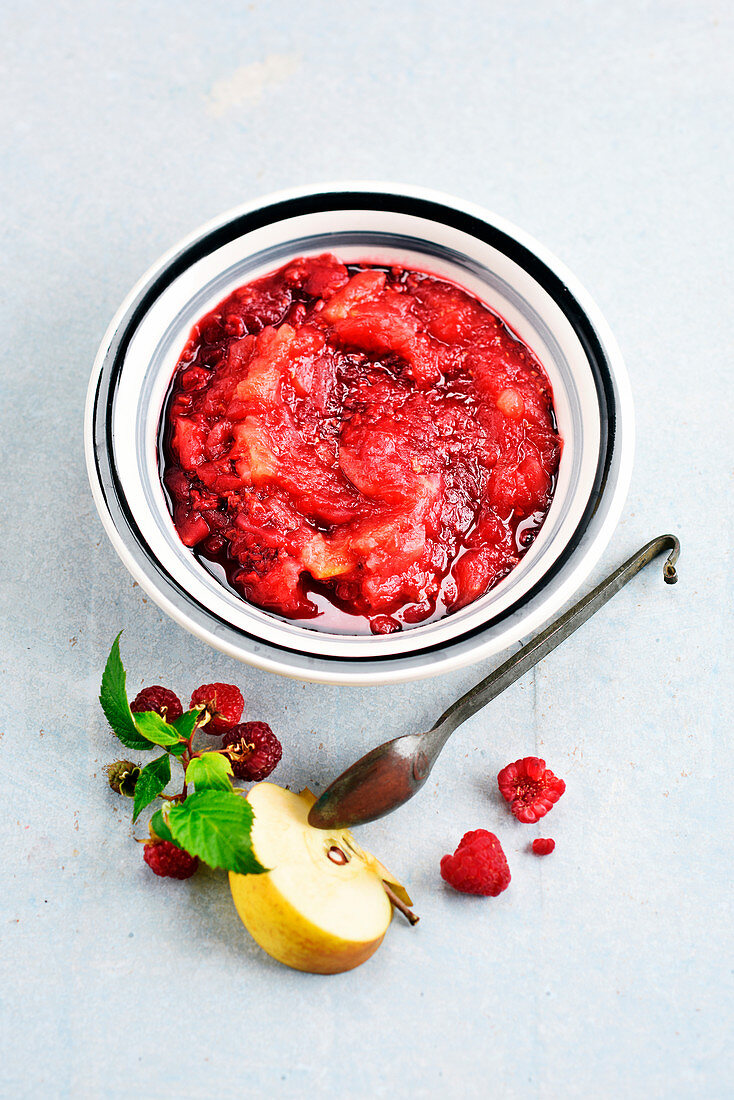Raspberry compote with rose water
