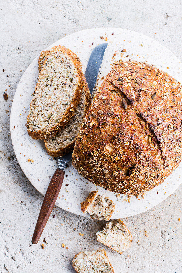 Muesli bread, sliced