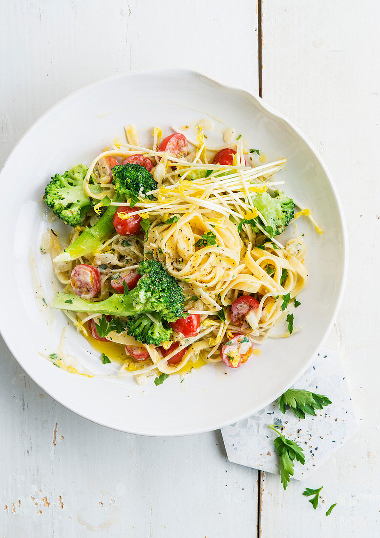 Tagliatelle with spring vegetables