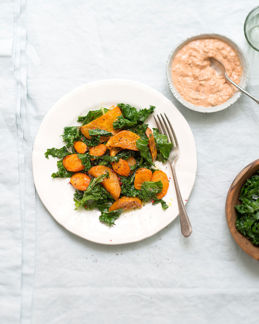 Sweet potatoes with kale