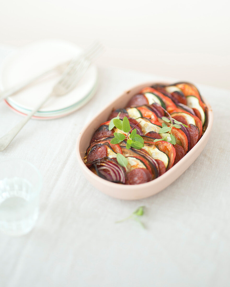 Tian with Mediterranean vegetables and beetroot