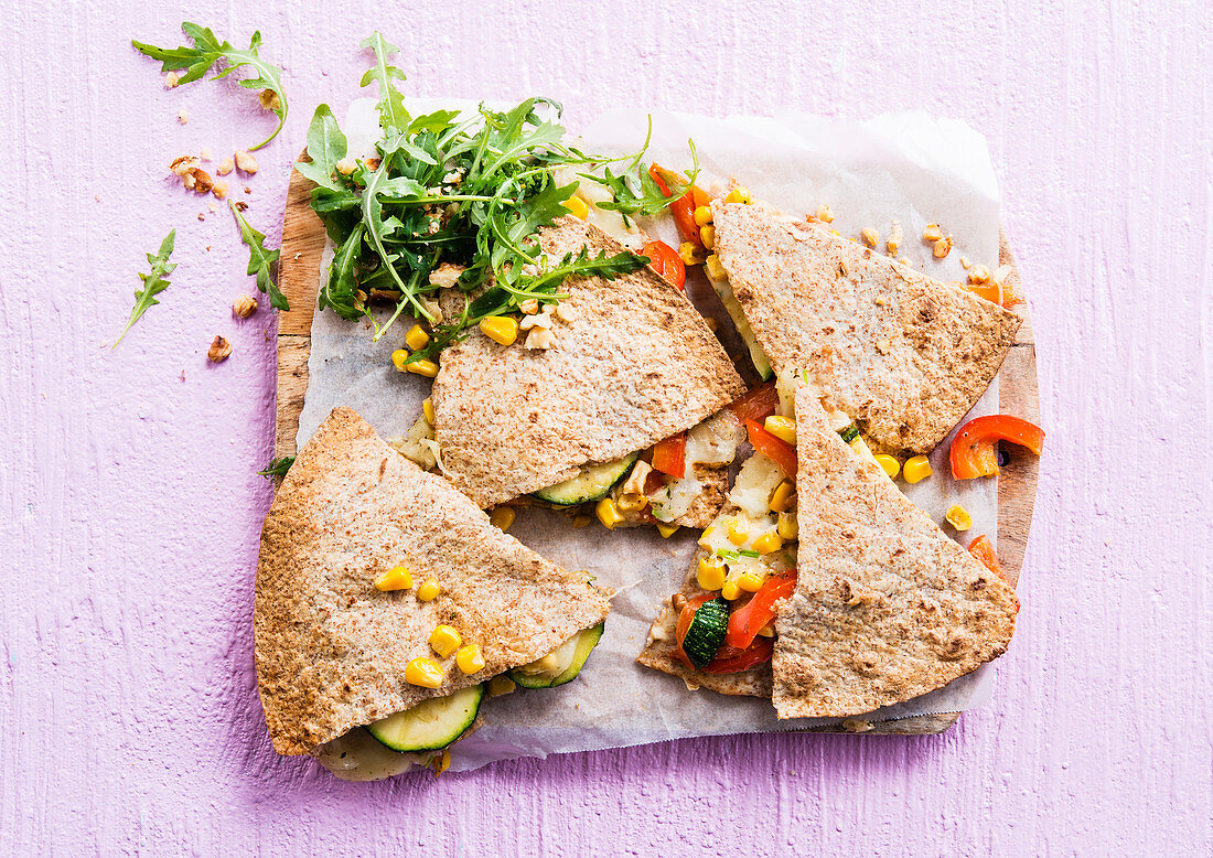 Quesadillas with vegetables and cheese
