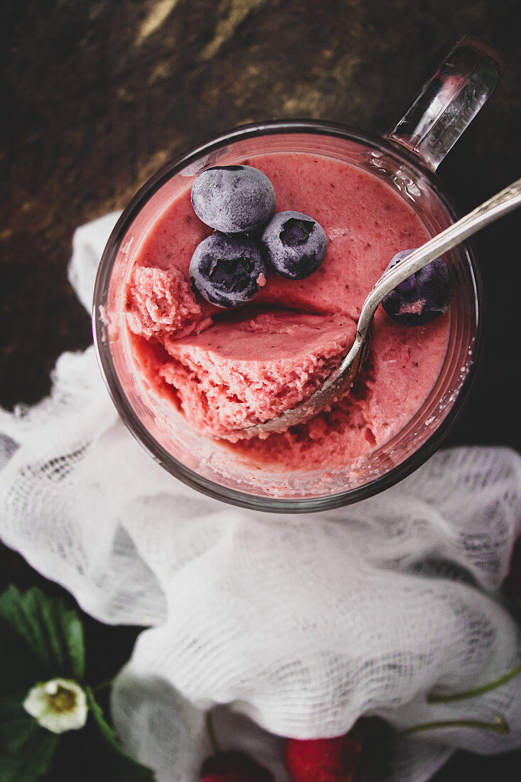 Strawberry mousse in a dessert glass