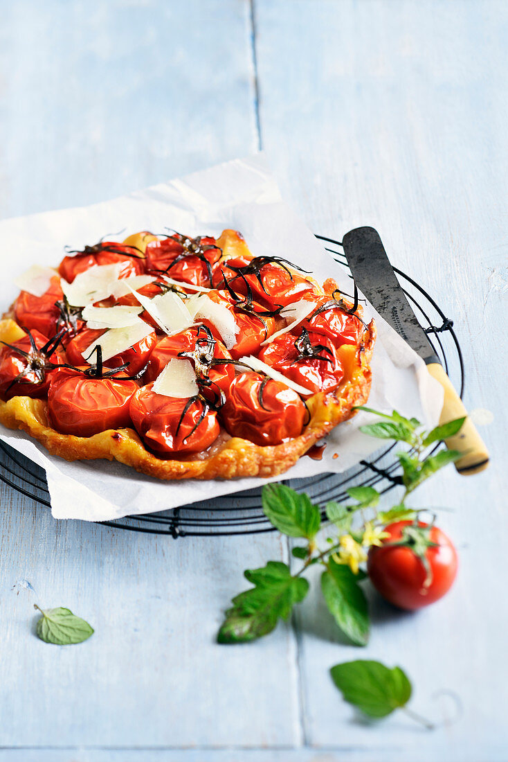 Tomato tatin with parmesan