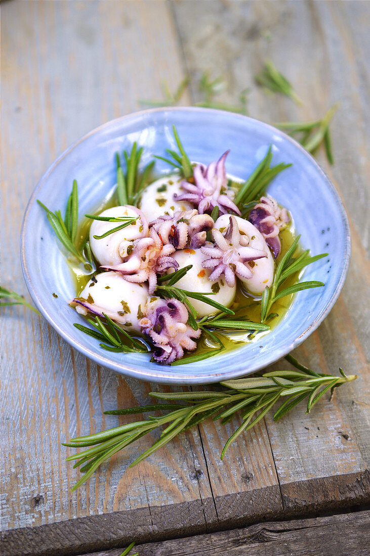 Marinated squid with rosemary