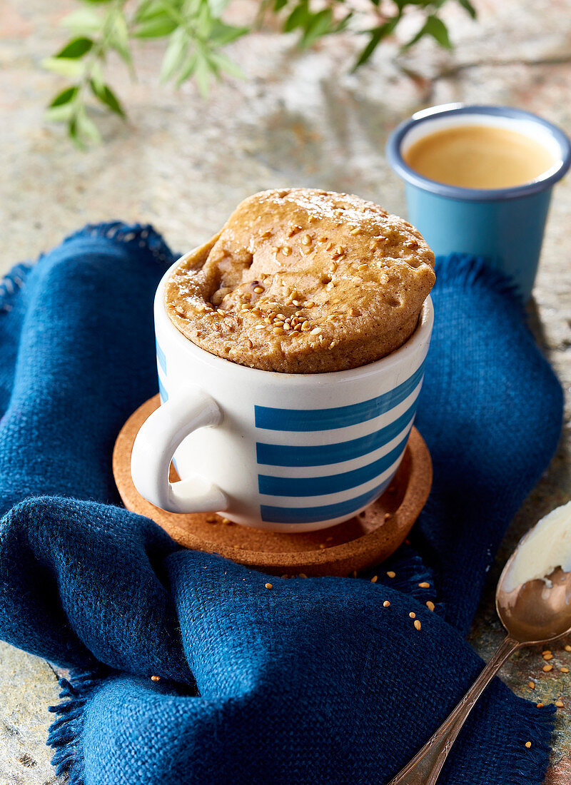 Sesame muffin baked in a cup