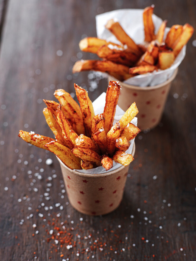 French fries deep fried in duck fat