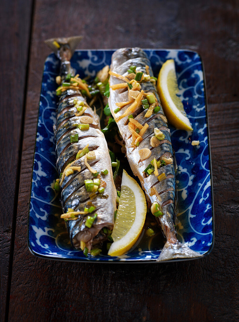 Oriental style steamed mackerel