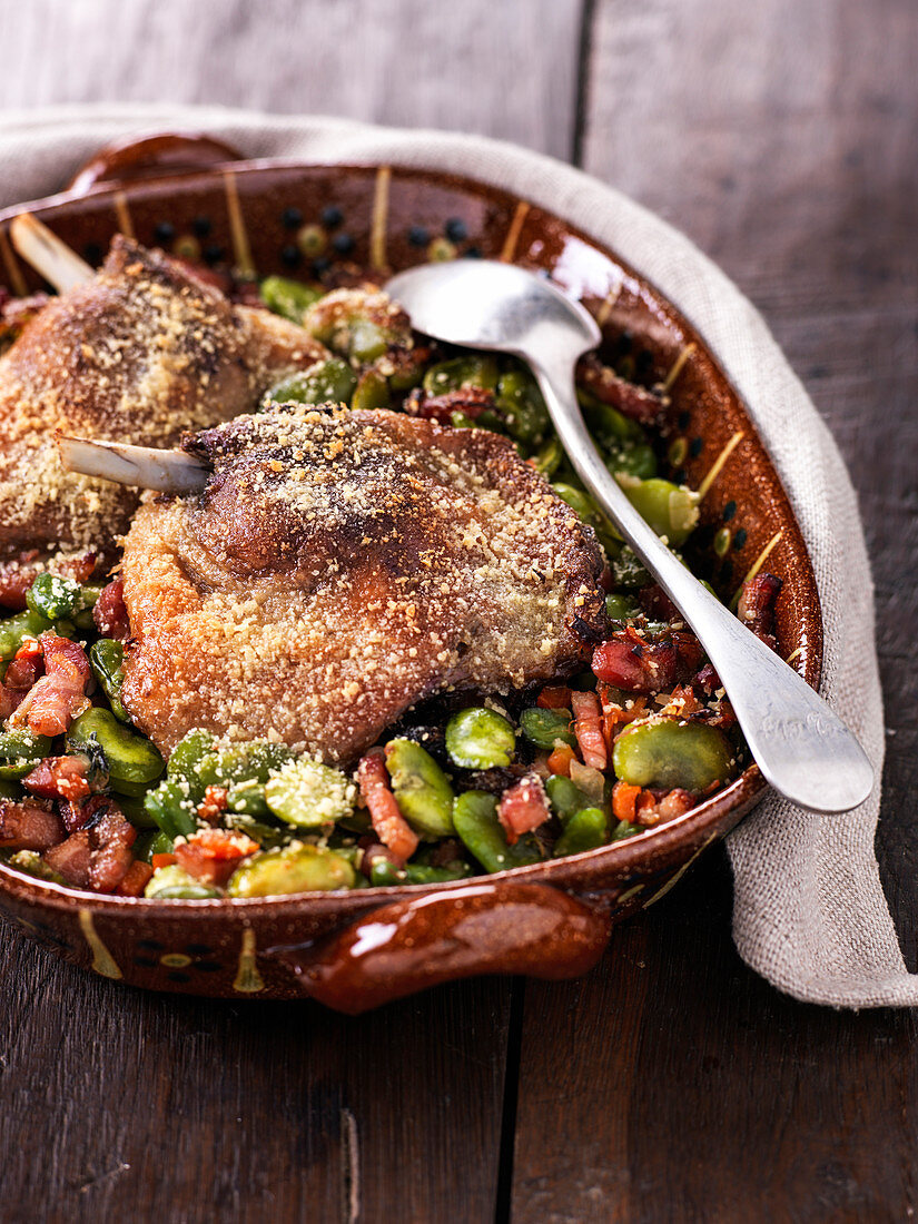 Duck cassoulet with beans and bacon