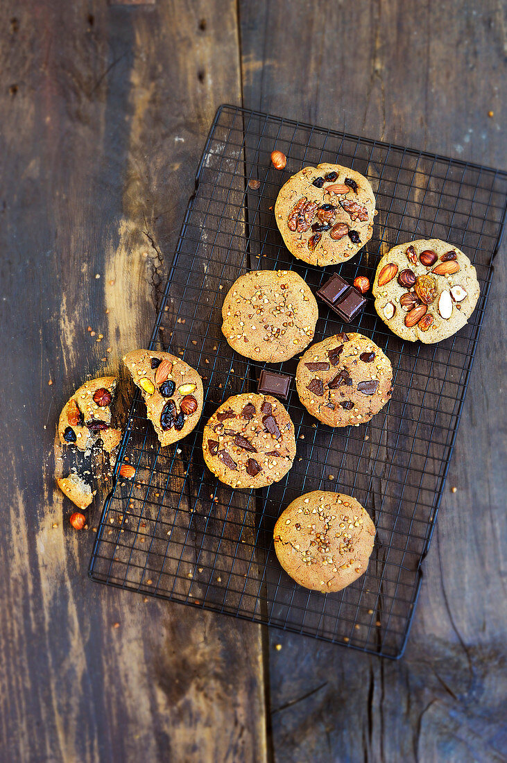 Buckwheat biscuits with dried fruits and nuts