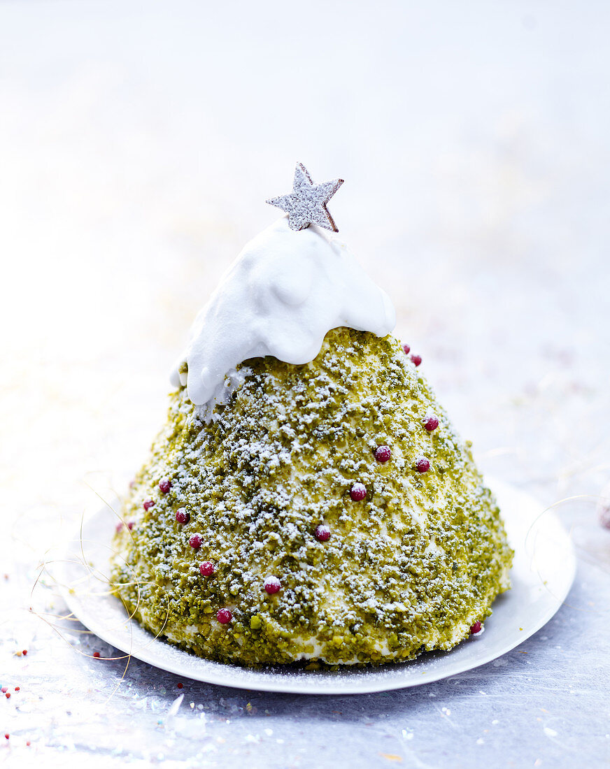 Pistachio Christmas Tree Cake