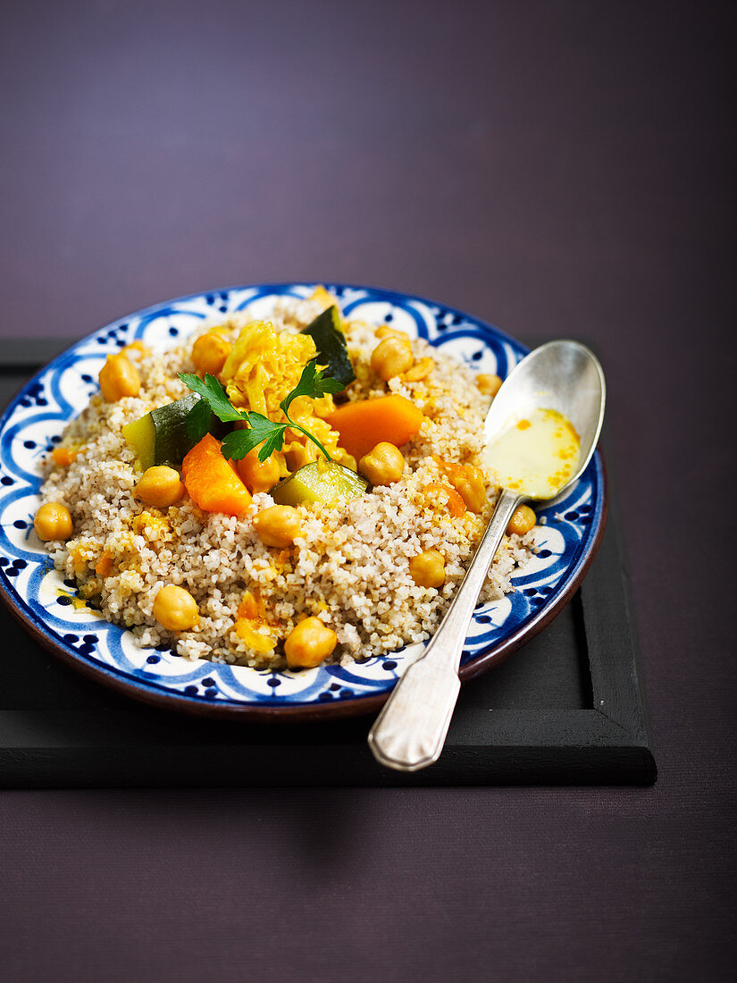 Barley couscous with vegetables