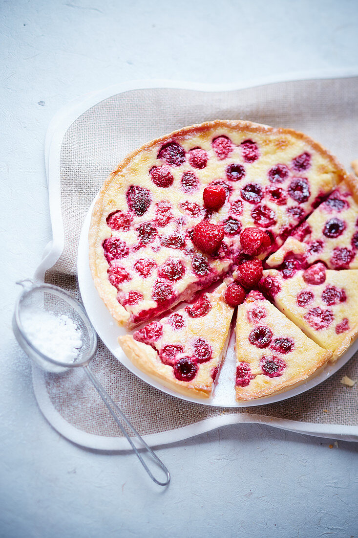 Raspberry Flan Pie