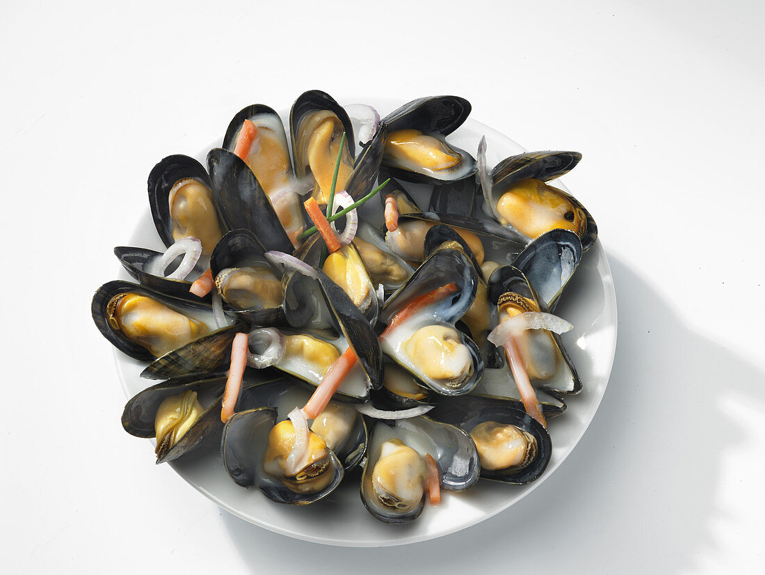 Mussels with cider and onions