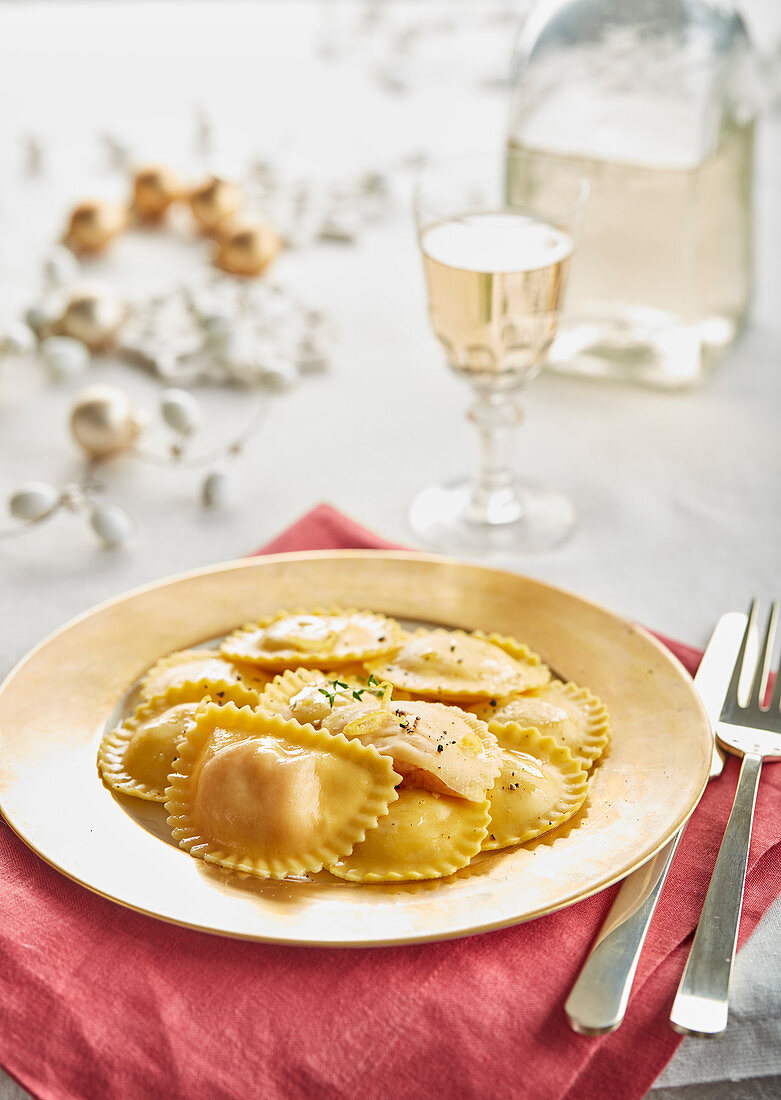 Ravioli with lobster filling