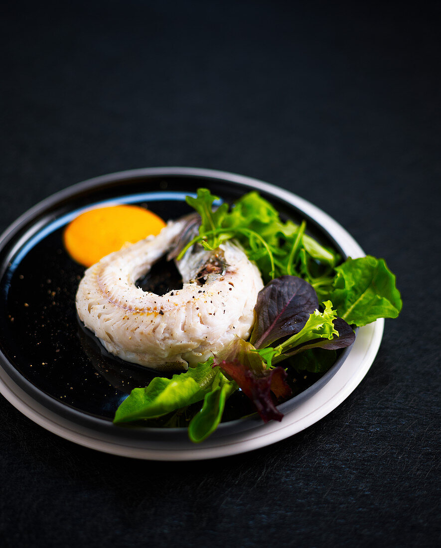 Steamed hake with sauce rouille