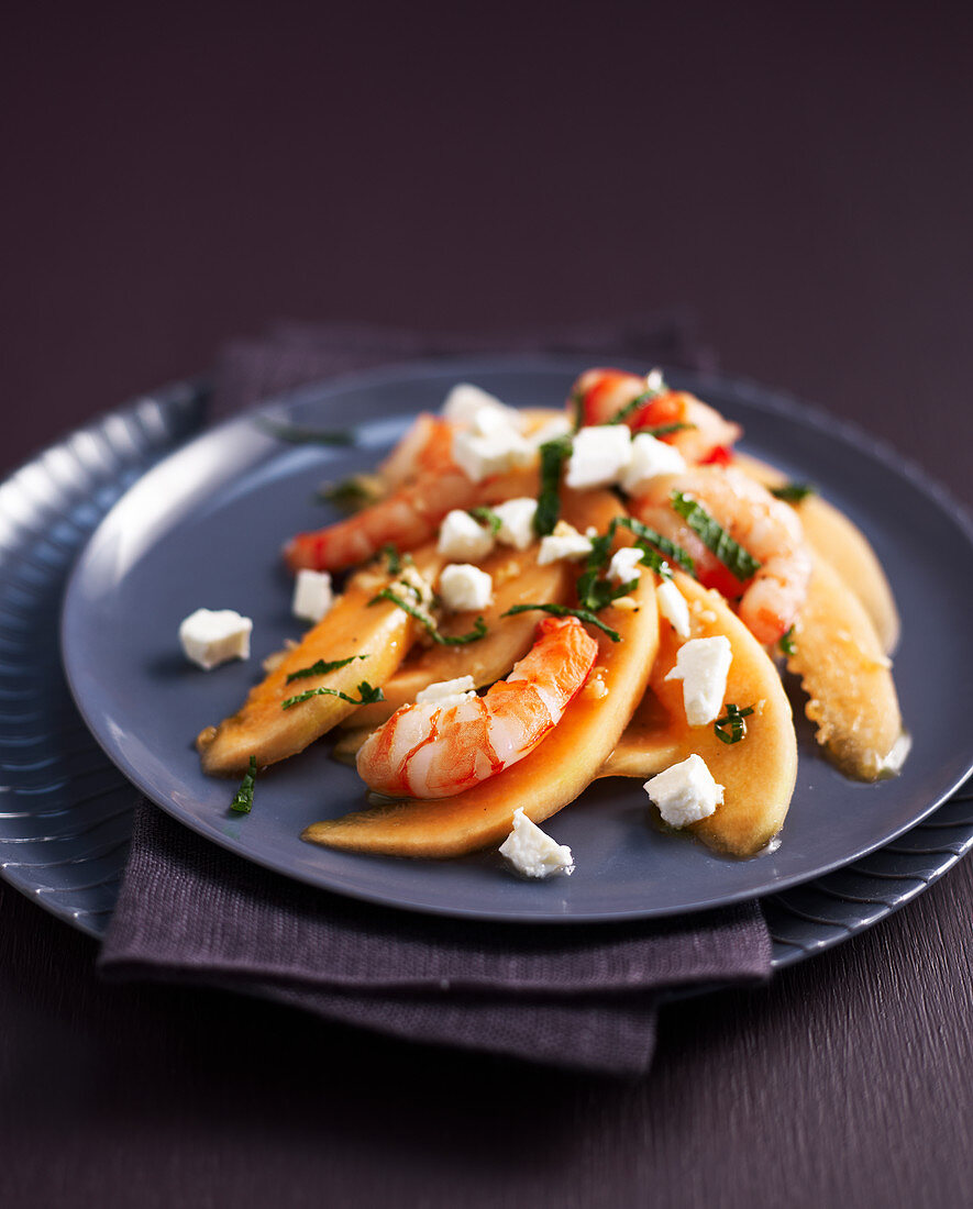 Melon salad with prawns