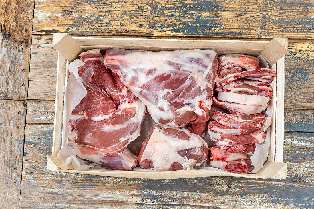 Case of lamb meat