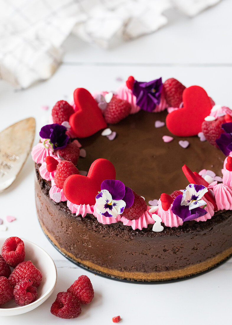 Chocolate cheesecake with raspberry mousse