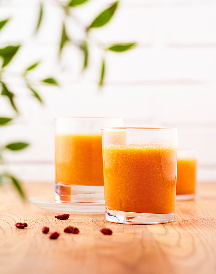 Juice with goji berries and exotic fruits