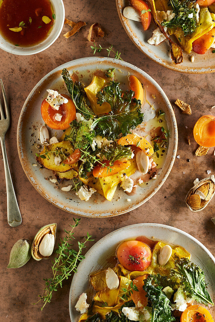 Kale cabbage and apricot salad