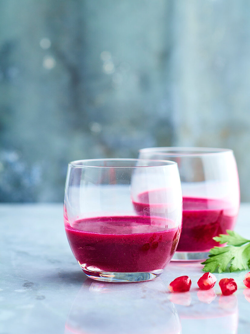 Pomegranate and beetroot juice with parsley