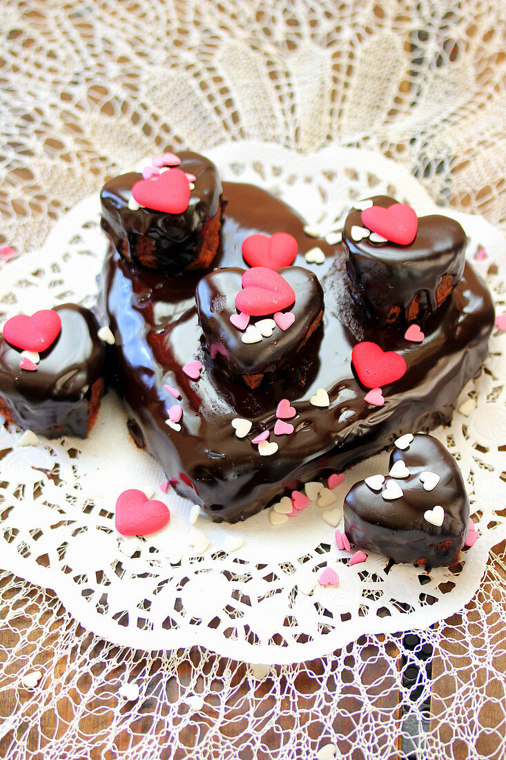 Heart-shaped chocolate fondant