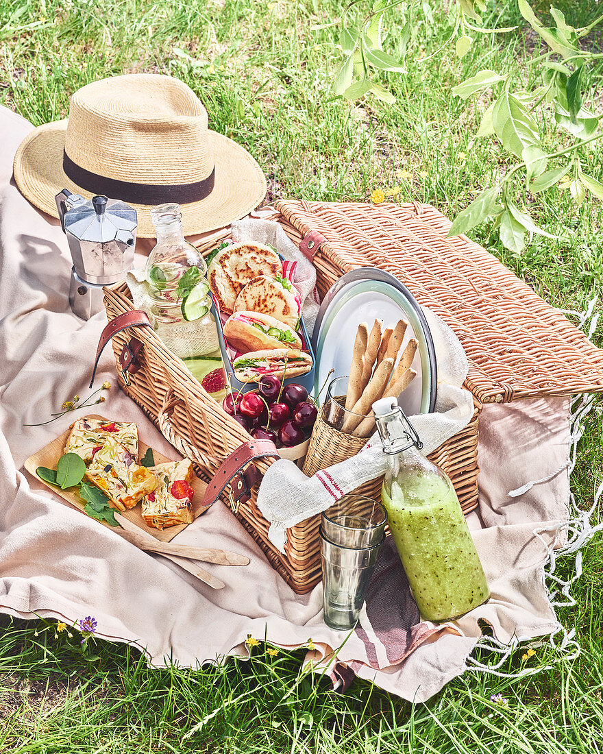 Picnic basket on the grass