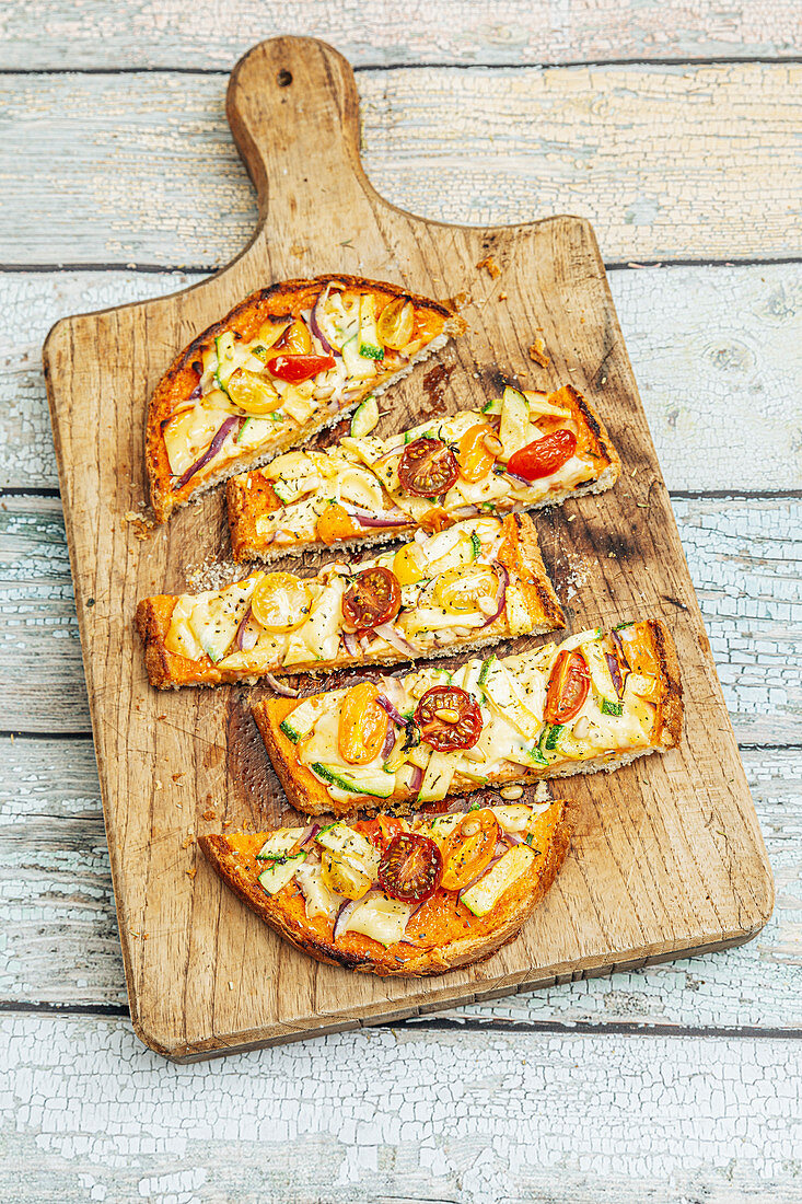 Courgette,Emmental,tomato,red onions and herbs from Provence