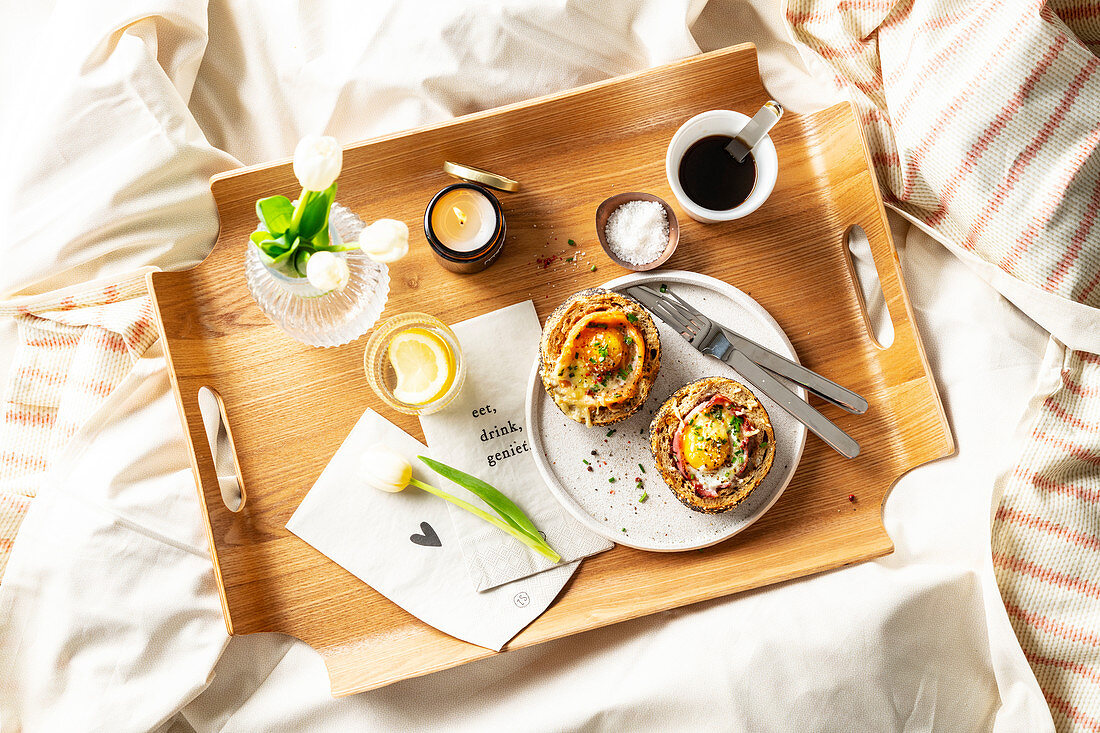 Brunch tray in bed