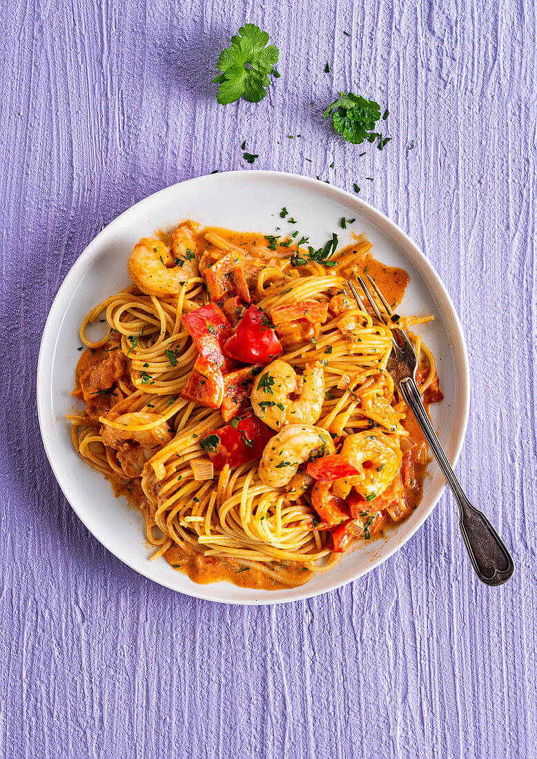 Teufelsspaghetti mit Garnelen