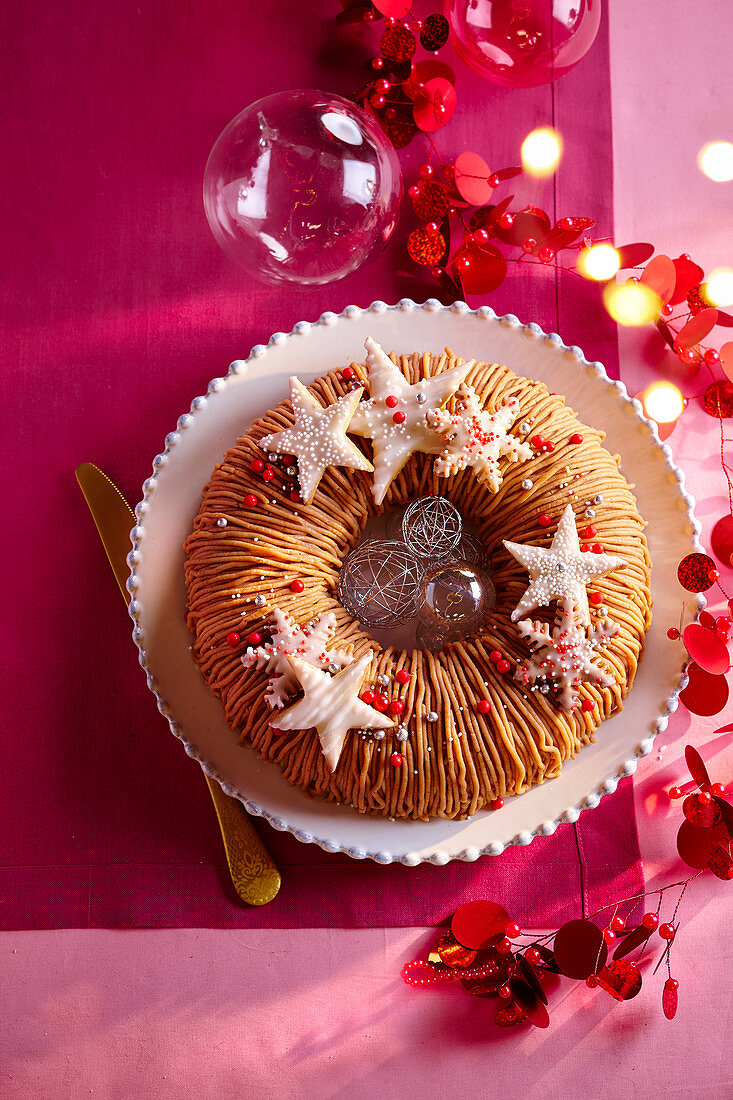 Christmas MontBlanc-style crown cake