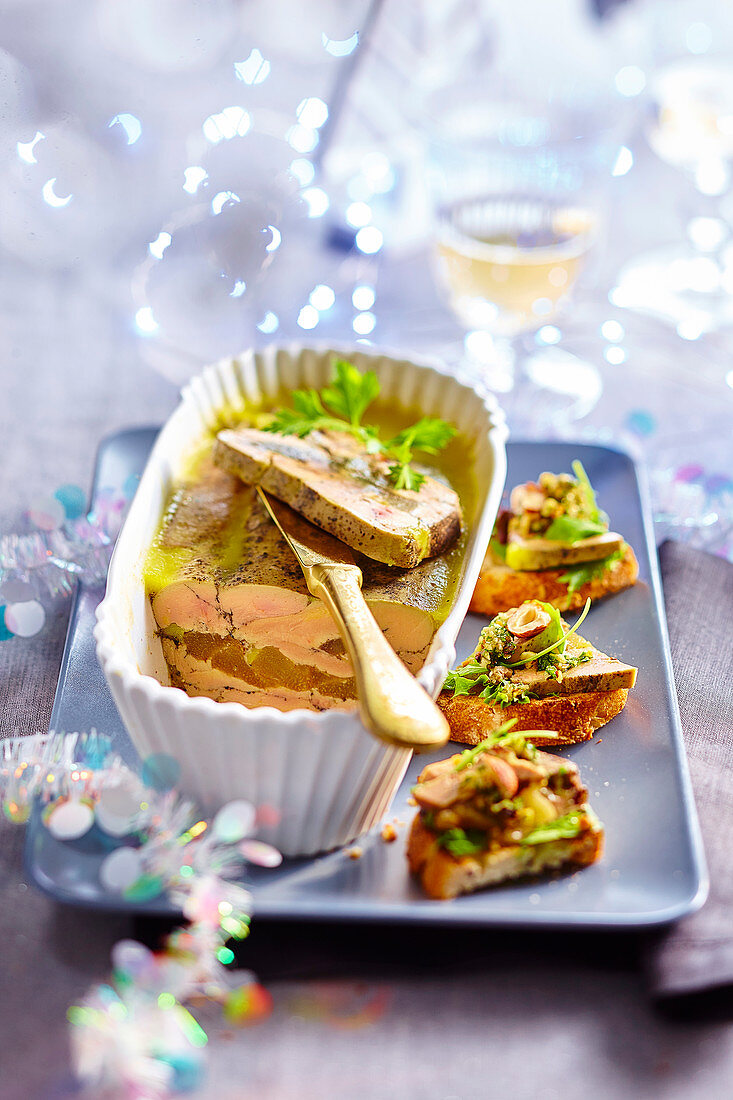 Foie gras and pear terrine