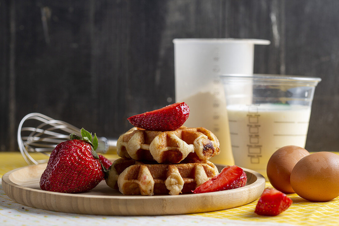 Waffeln mit Erdbeeren