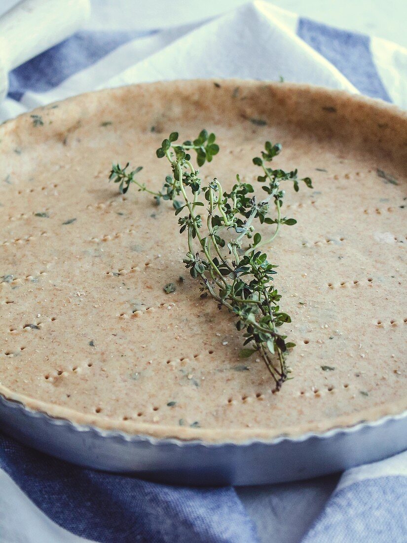 Shortbread pastry base with herbs