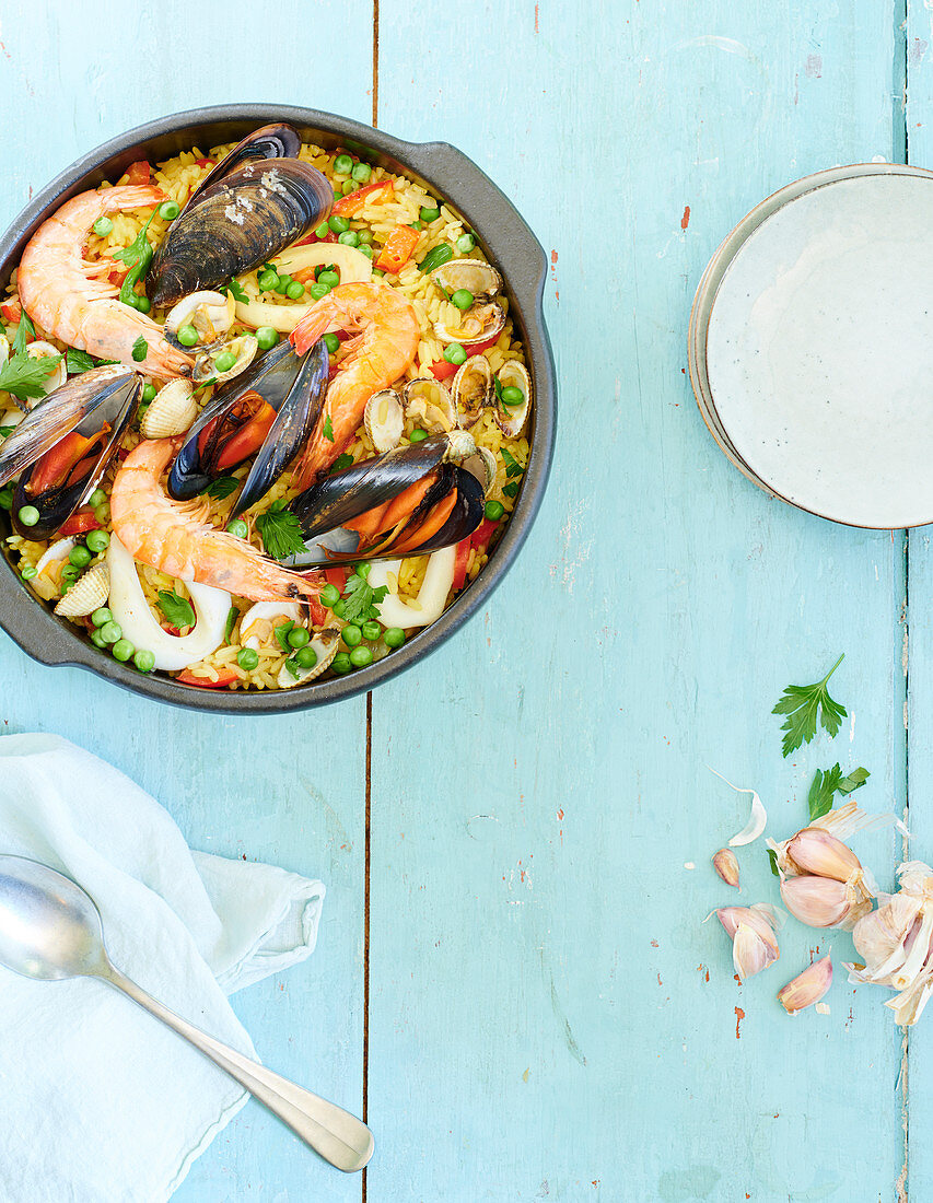 Paella mit Meeresfrüchten