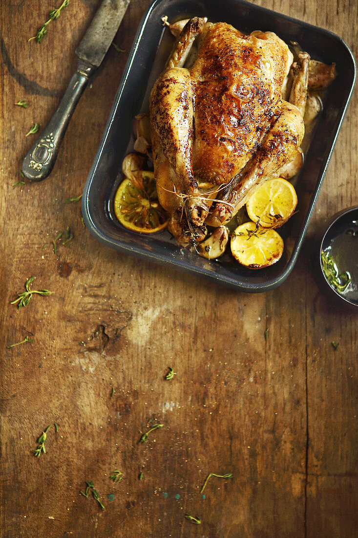 Roasted chicken with fresh lemon